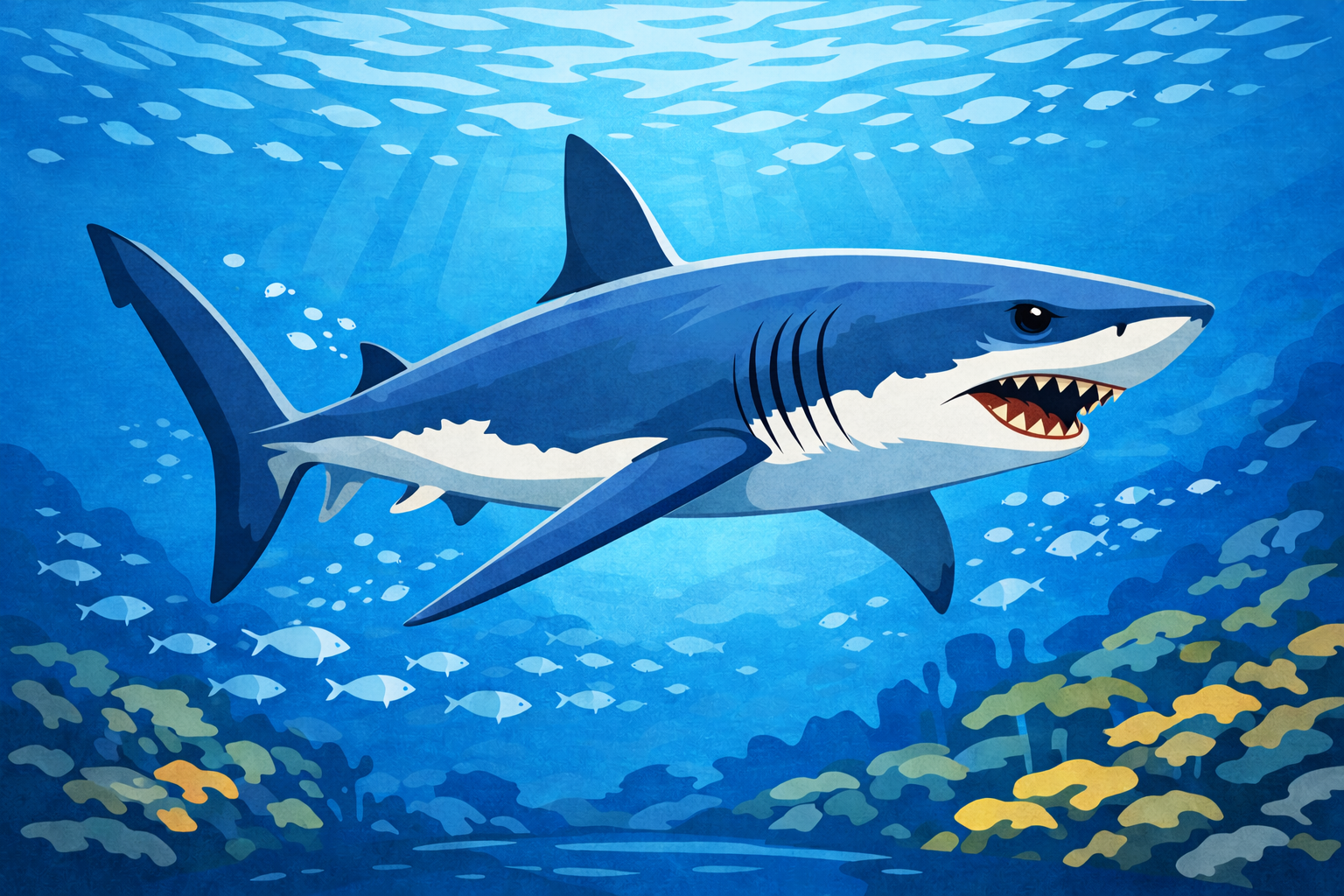かっこいいアオザメのイラスト