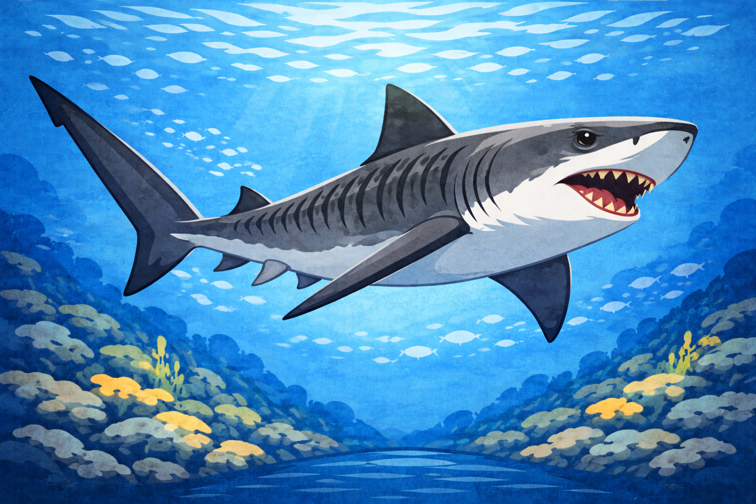 かっこいいイタチザメのイラスト