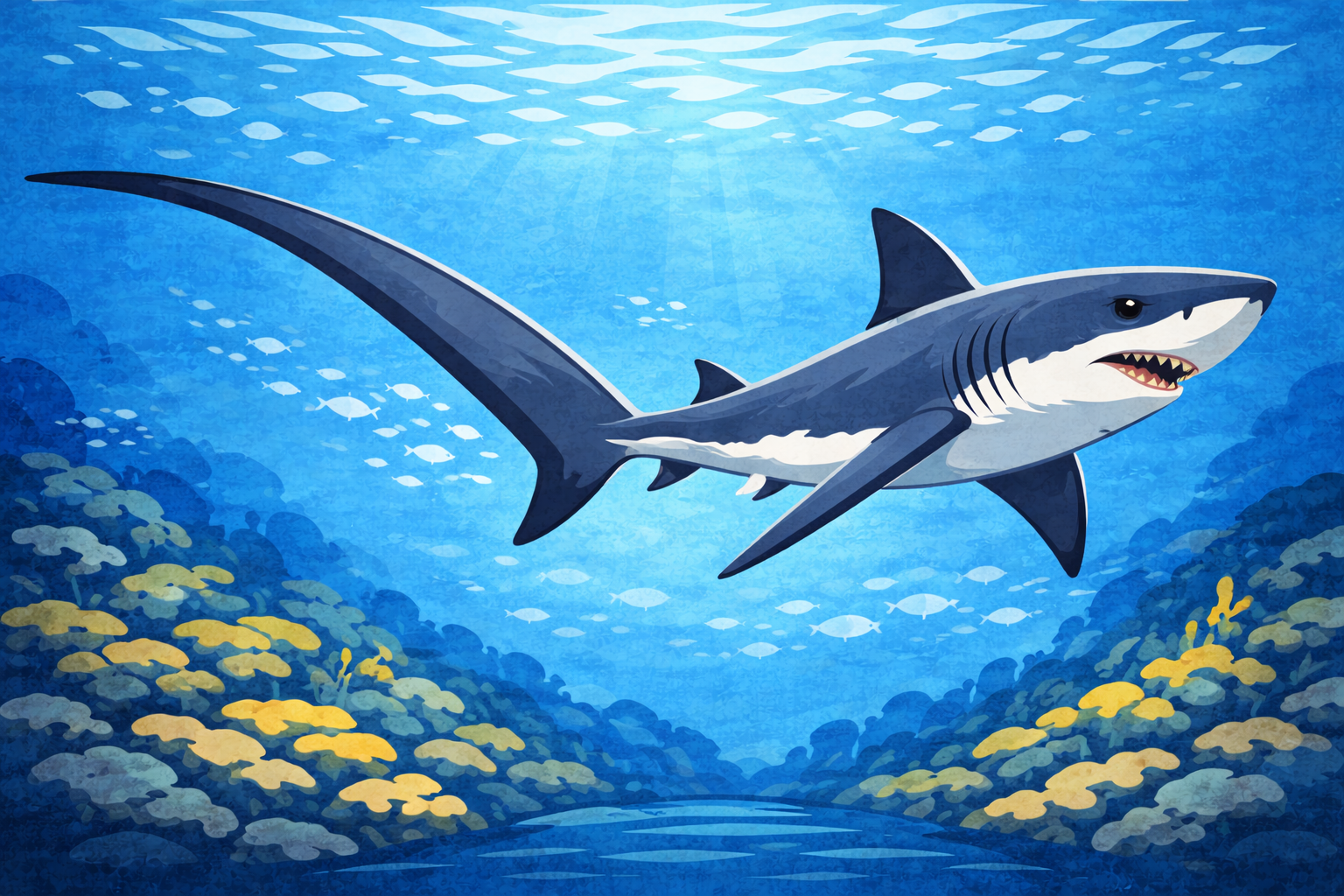 かっこいいオナガザメのイラスト