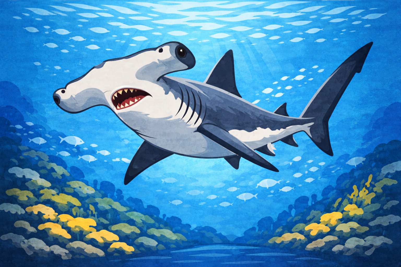 かっこいいシュモクザメのイラスト