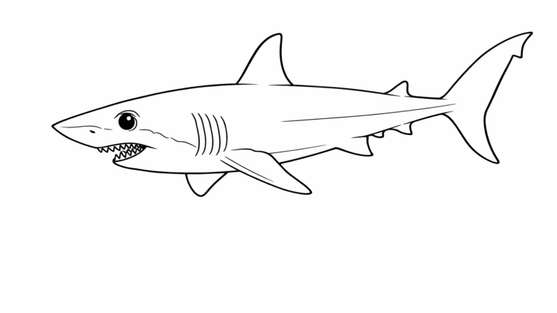 アオザメの塗り絵｜無料ダウンロード