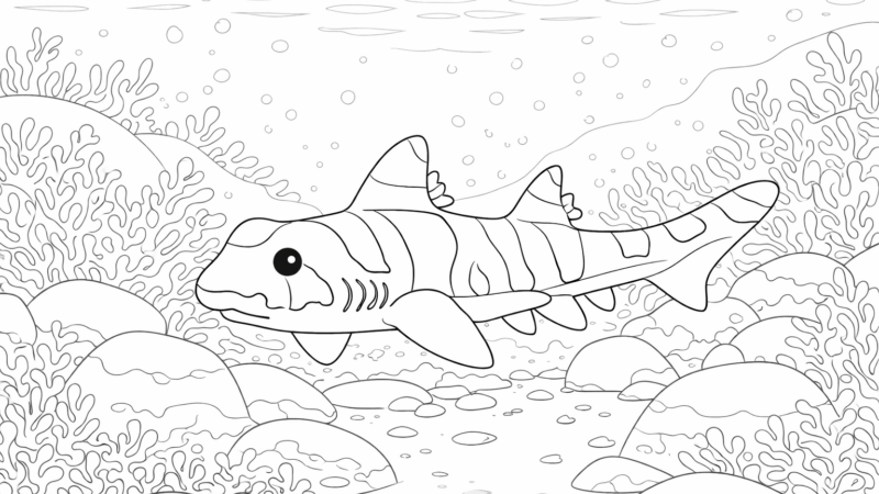 カリフォルニアネコザメの塗り絵｜無料ダウンロード