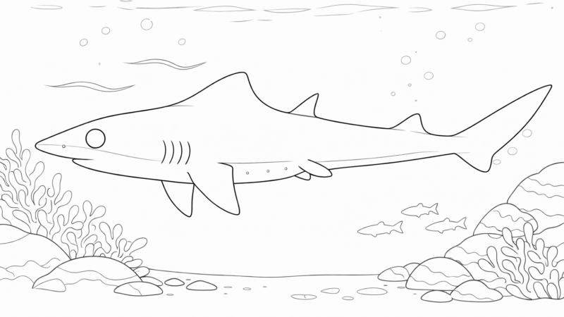 サガミザメの塗り絵｜無料ダウンロード