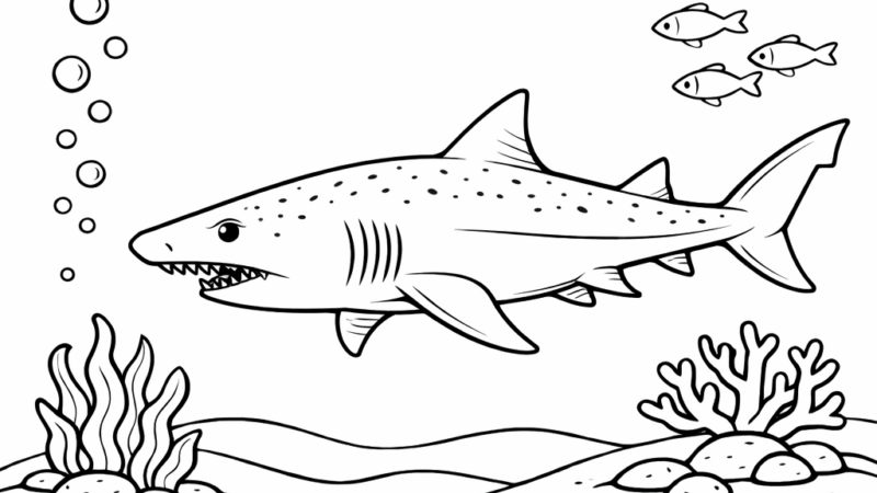 シロワニの塗り絵｜無料ダウンロード