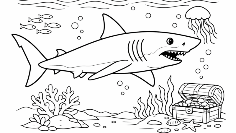 ネズミザメの塗り絵｜無料ダウンロード