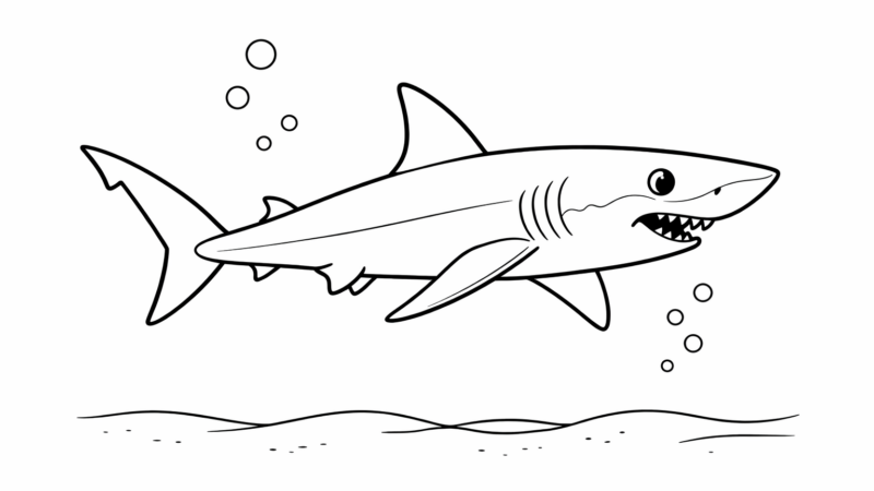 ヨシキリザメの塗り絵｜無料ダウンロード